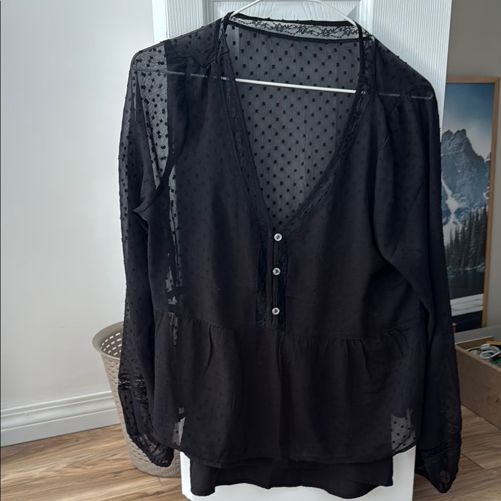 Elegant Black Sheer Women's Top